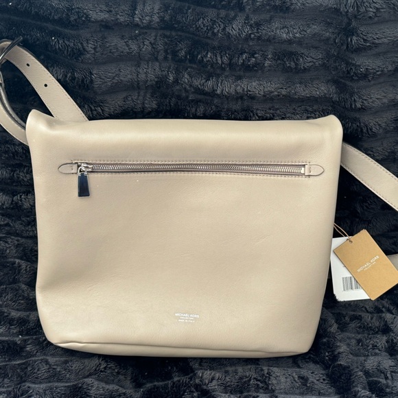 Michael Kors Collection Gloria Medium Leather Messenger Bag Taupe - Picture 8 of 13